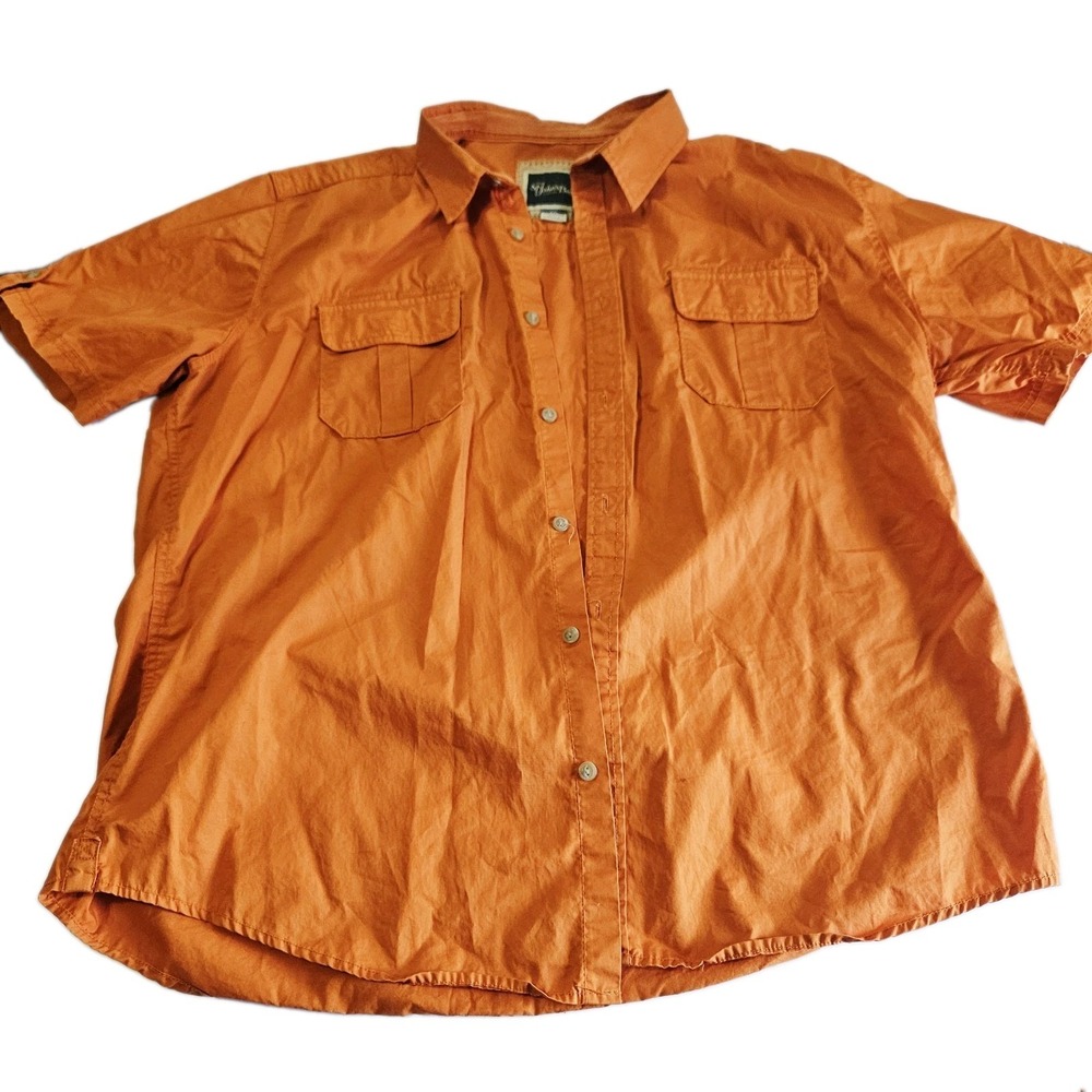 St. John's Bay Orange Button Down Classic Fit Camp Shirt Men's 2XL